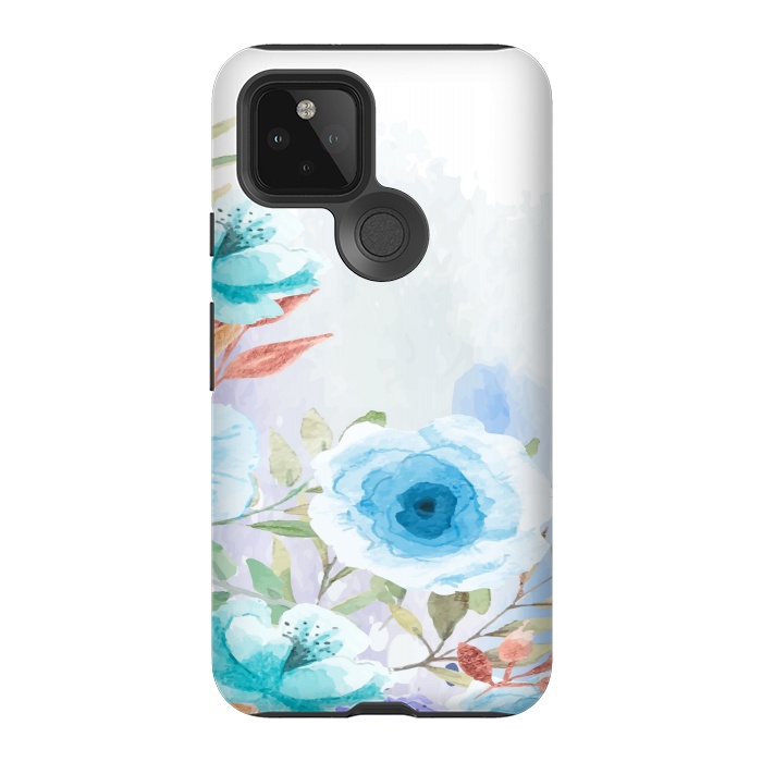 Pixel 5 StrongFit blue floral print by MALLIKA