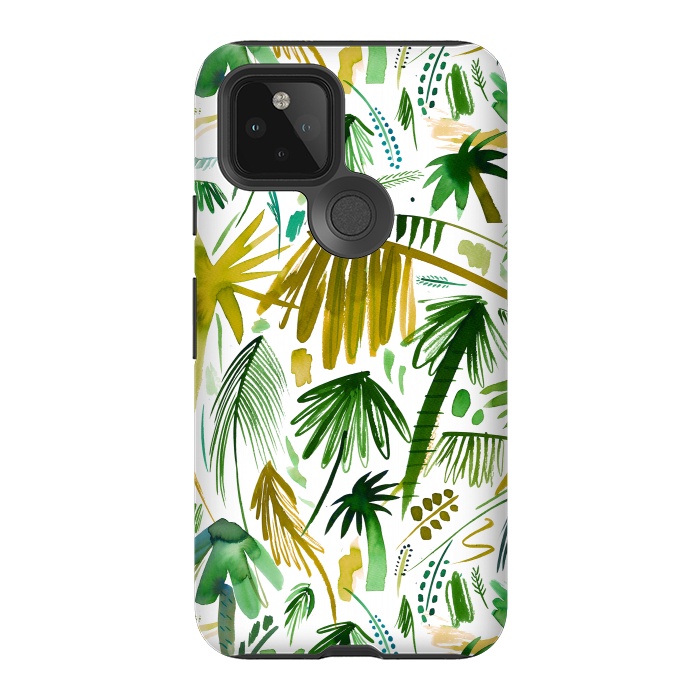 Pixel 5 StrongFit Brushstrokes Tropical Palms by Ninola Design