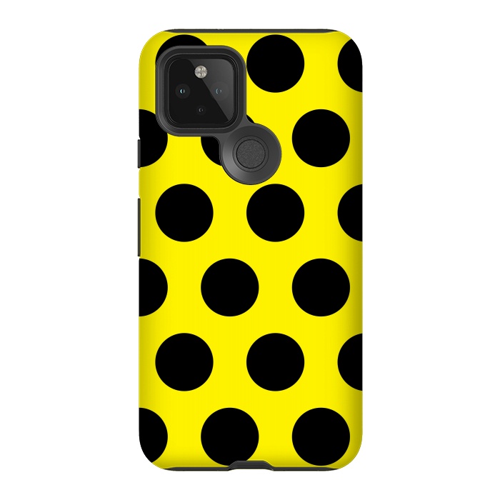 Pixel 5 StrongFit Black Circles on Yellow Background by Bledi