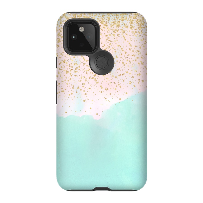 Pixel 5 StrongFit Watercolor abstract and golden confetti design by InovArts