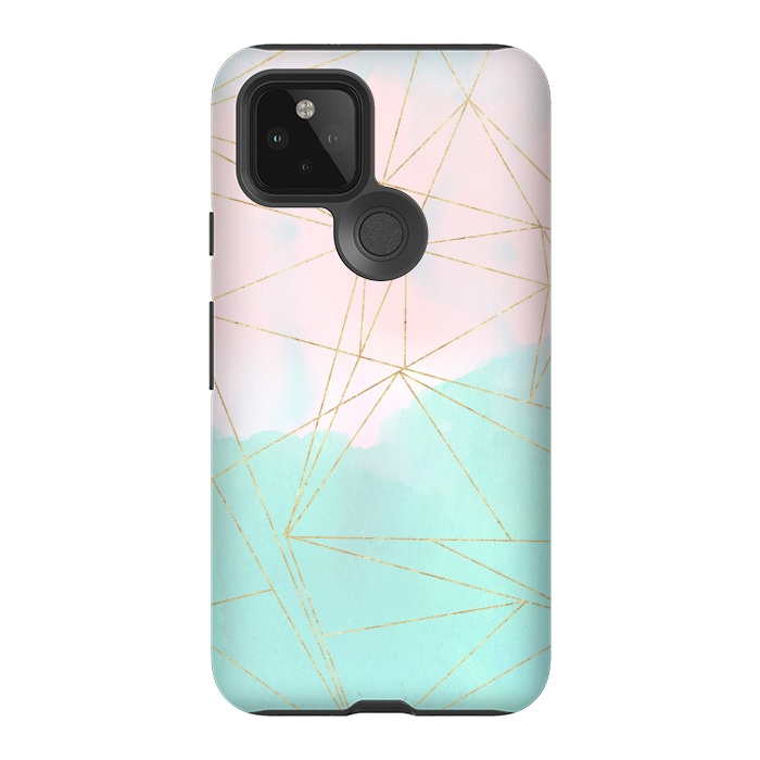 Pixel 5 StrongFit Watercolor abstract and golden triangles design by InovArts