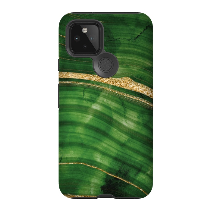 Pixel 5 StrongFit Malachite Green Marble with Gold veins by  Utart