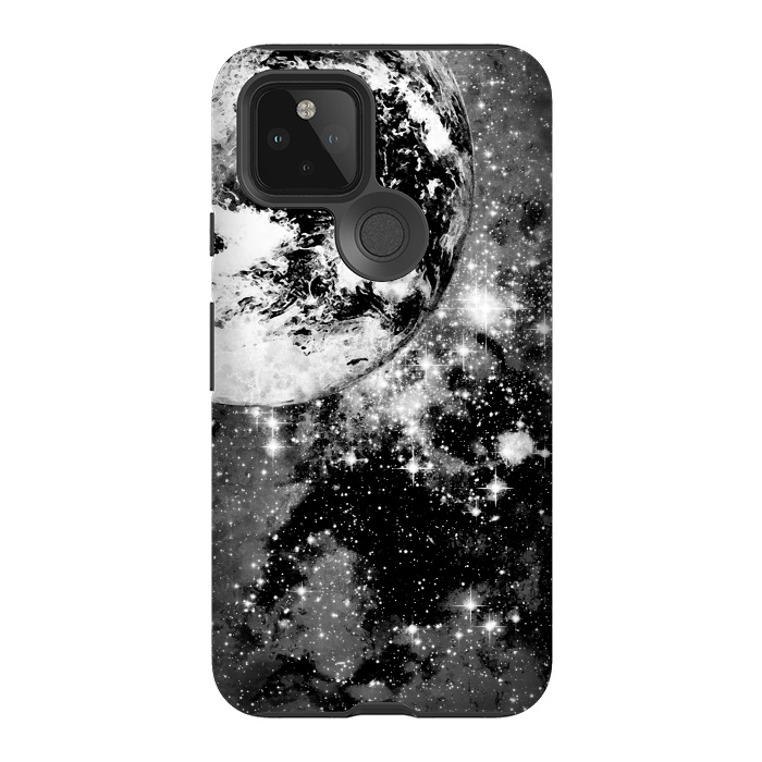 Pixel 5 StrongFit Earth in space - Black and white graphic by Oana 