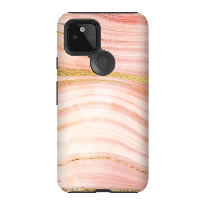 Pixel 5 StrongFit Blush Mermaid Marble with Faux Gold Veins by  Utart