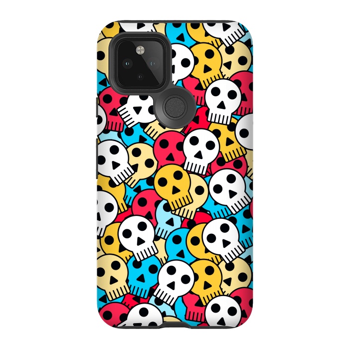 Pixel 5 StrongFit colorful halloween skulls by TMSarts