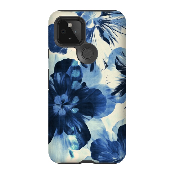 Pixel 5 StrongFit Shibori Inspired Indigo Floral by Micklyn Le Feuvre