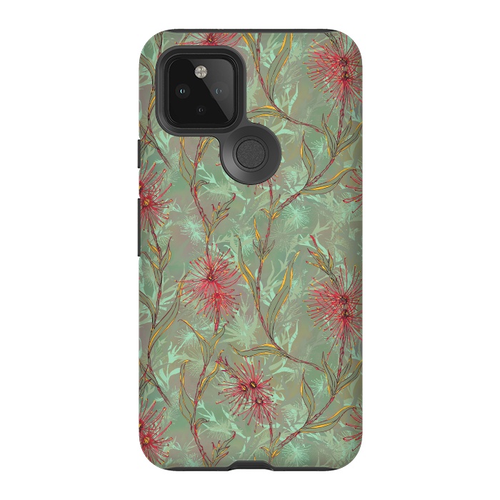 Pixel 5 StrongFit Red Gum Flower by Lotti Brown