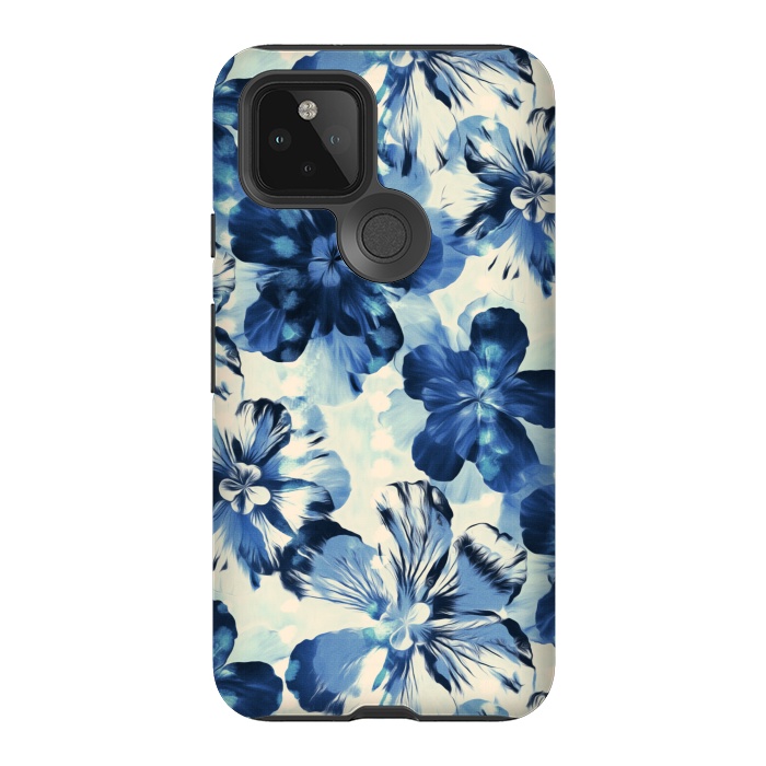 Pixel 5 StrongFit Indigo Blue Floral by Micklyn Le Feuvre