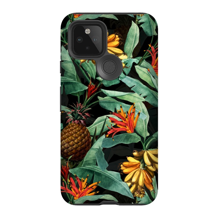 Pixel 5 StrongFit Black Banana and Pinapple Jungle Garden by  Utart