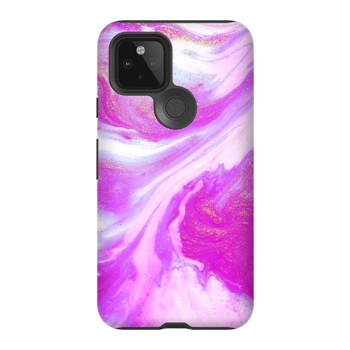 Pixel 5 StrongFit Pink and Gold Shimmer Abstract by Ashley Camille
