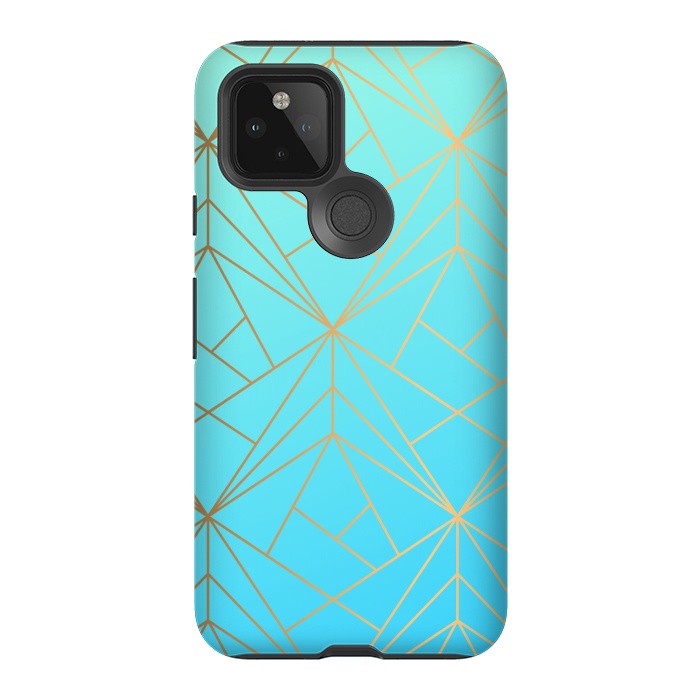 Pixel 5 StrongFit blue green golden lines by MALLIKA