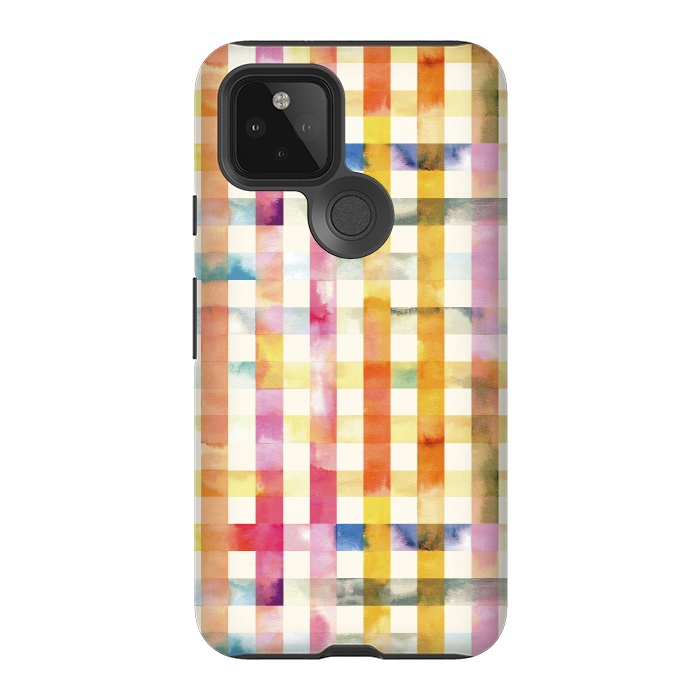 Pixel 5 StrongFit Vichy Gingham Watercolor Yellow by Ninola Design
