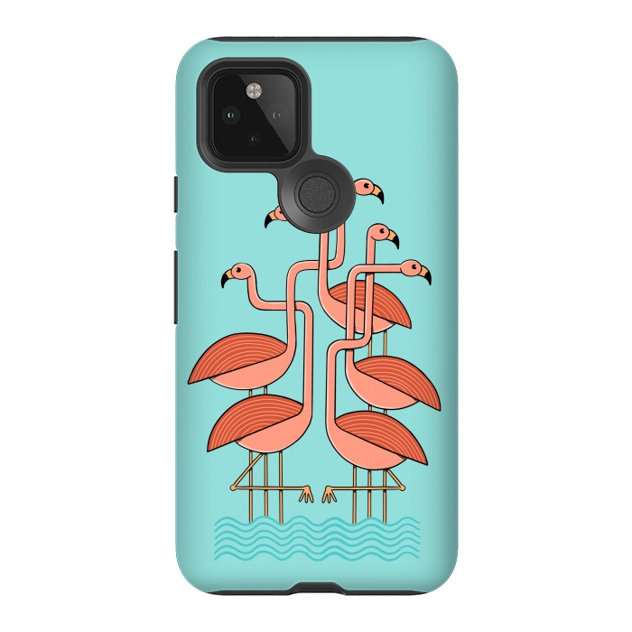 Pixel 5 StrongFit Flamingos by Coffee Man
