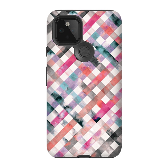 Pixel 5 StrongFit Watercolor Vichy Gingham Pink by Ninola Design