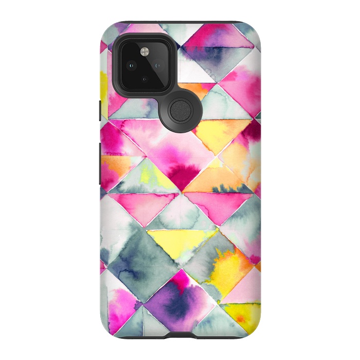 Pixel 5 StrongFit Watercolor Squares Triangles Fresh by Ninola Design