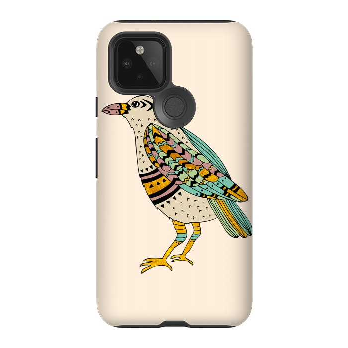 Pixel 5 StrongFit Playful Crow Tan by Pom Graphic Design