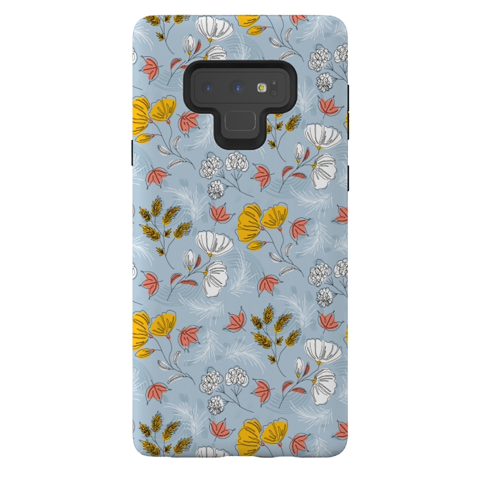Galaxy Note 9 StrongFit cute blue floral pattern by MALLIKA