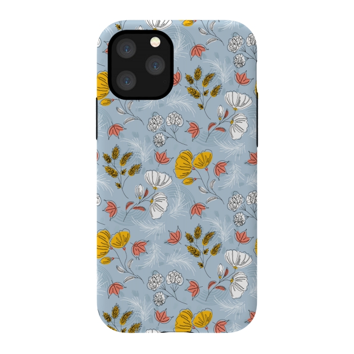 iPhone 11 Pro StrongFit cute blue floral pattern by MALLIKA
