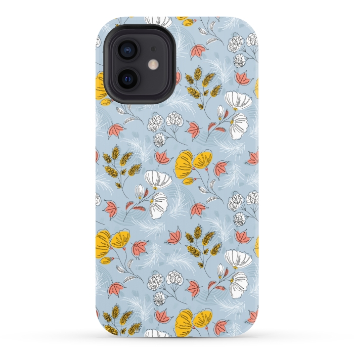 iPhone 12 StrongFit cute blue floral pattern by MALLIKA