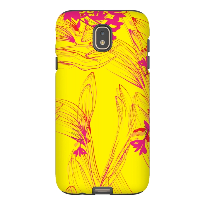 Galaxy J7 StrongFit abstract pink yellow florals by MALLIKA