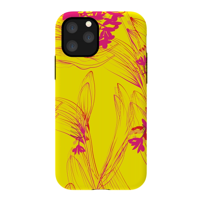 iPhone 11 Pro StrongFit abstract pink yellow florals by MALLIKA