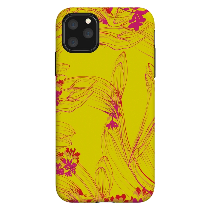 iPhone 11 Pro Max StrongFit abstract pink yellow florals by MALLIKA