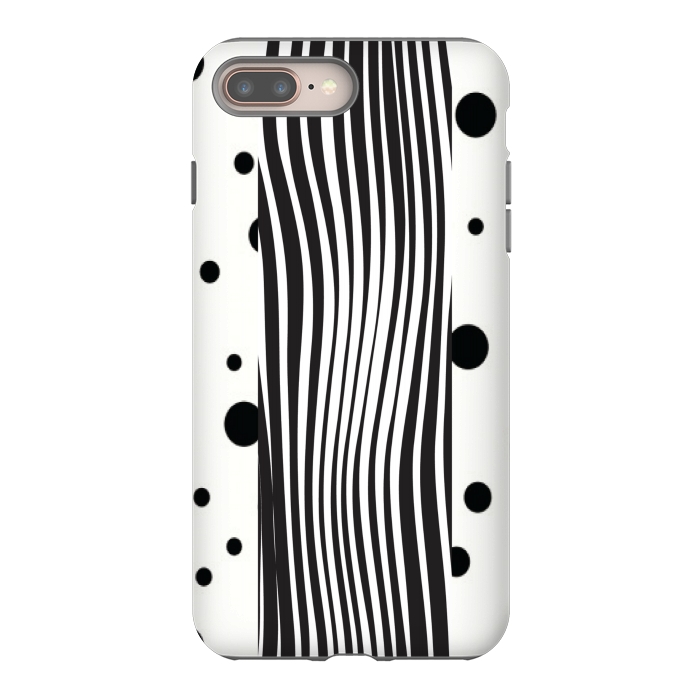 iPhone 7 plus StrongFit polka stripes white and black by MALLIKA