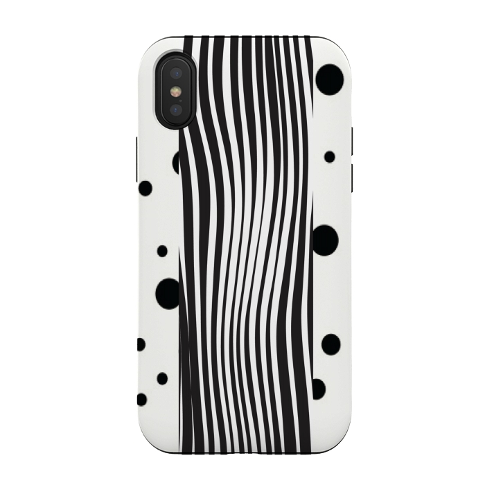iPhone Xs / X StrongFit polka stripes white and black by MALLIKA
