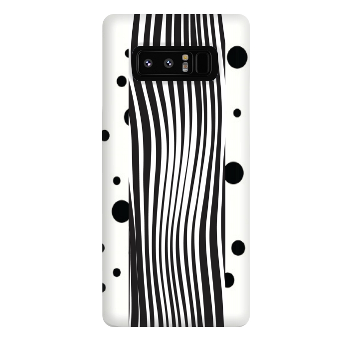 Galaxy Note 8 StrongFit polka stripes white and black by MALLIKA