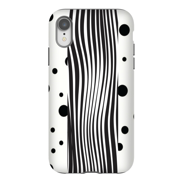 iPhone Xr StrongFit polka stripes white and black by MALLIKA