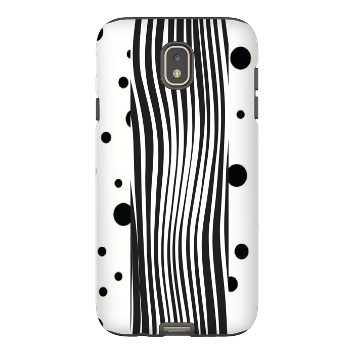 Galaxy J7 StrongFit polka stripes white and black by MALLIKA