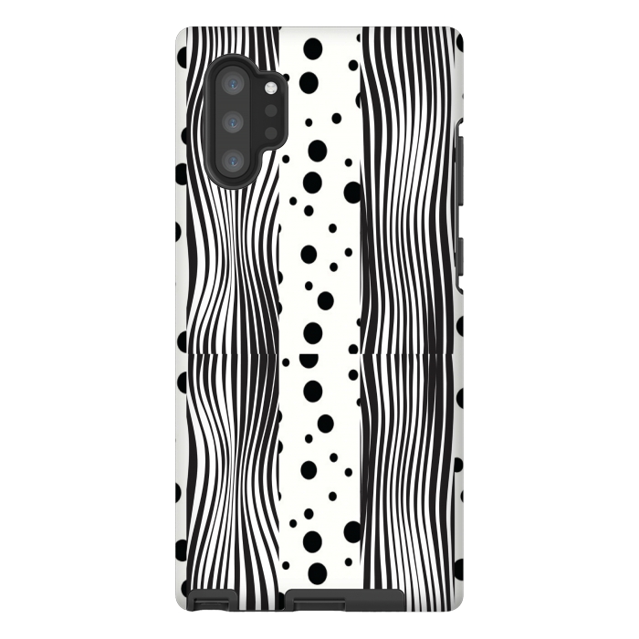 Galaxy Note 10 plus StrongFit polka stripes white and black by MALLIKA