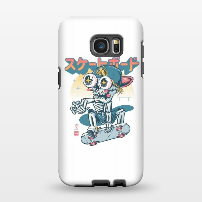 Galaxy S7 EDGE StrongFit Kawaii Skateboarder by Afif Quilimo