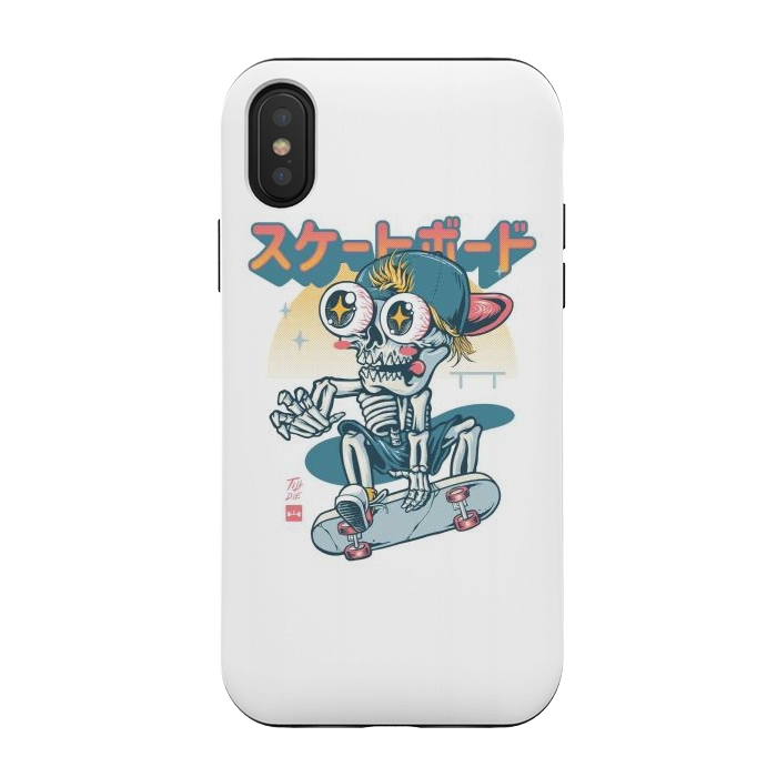 iPhone Xs / X StrongFit Kawaii Skateboarder by Afif Quilimo