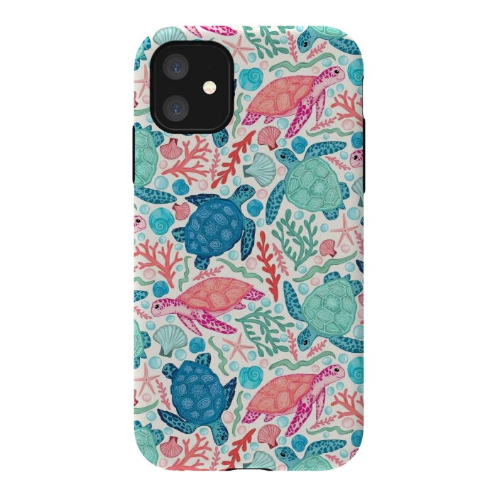 iPhone 11 StrongFit Paradise Beach Turtles by Tangerine-Tane