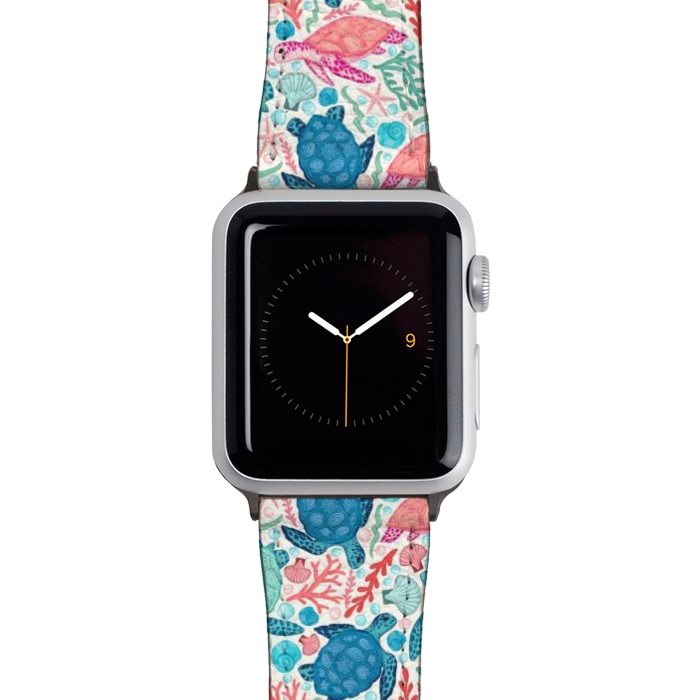 Watch 42mm / 44mm Strap PU leather Paradise Beach Turtles by Tangerine-Tane