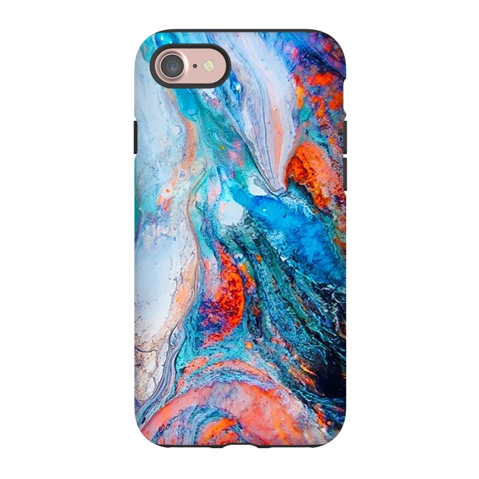 iPhone 7 StrongFit Marble Effect Color Pouring Acrylic Abstract Painting by BluedarkArt