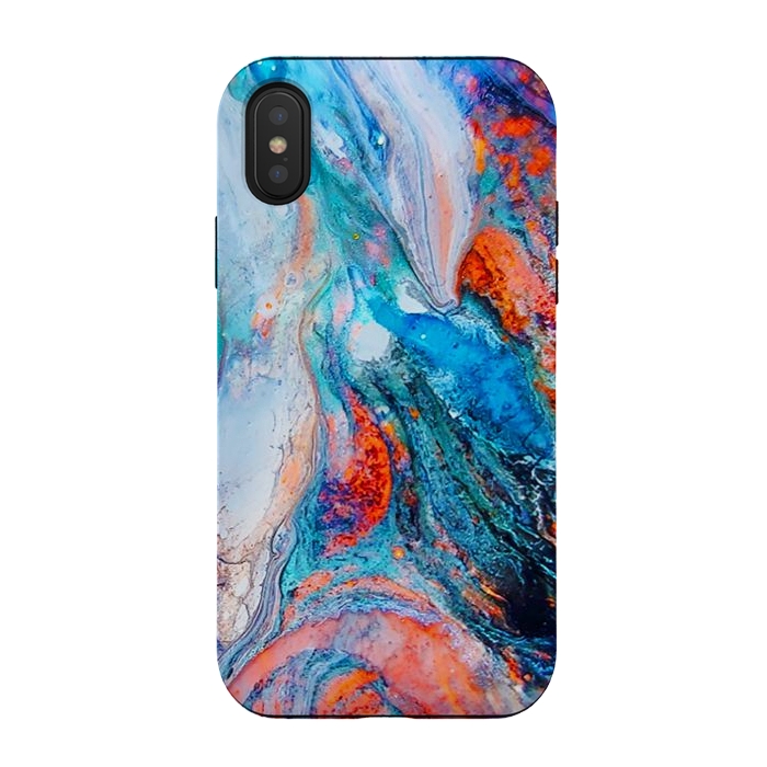 iPhone Xs / X StrongFit Marble Effect Color Pouring Acrylic Abstract Painting by BluedarkArt