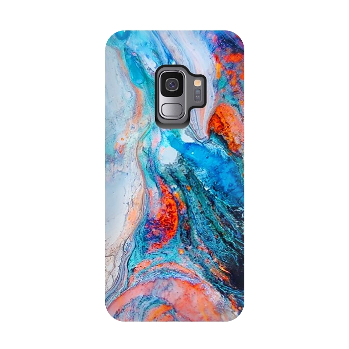Galaxy S9 StrongFit Marble Effect Color Pouring Acrylic Abstract Painting by BluedarkArt