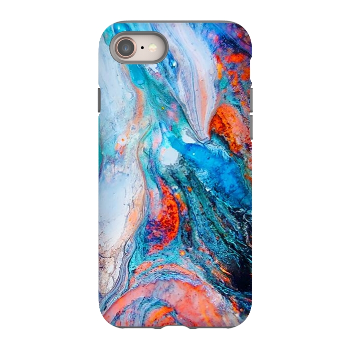 iPhone 8 StrongFit Marble Effect Color Pouring Acrylic Abstract Painting by BluedarkArt