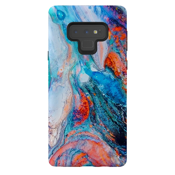 Galaxy Note 9 StrongFit Marble Effect Color Pouring Acrylic Abstract Painting by BluedarkArt