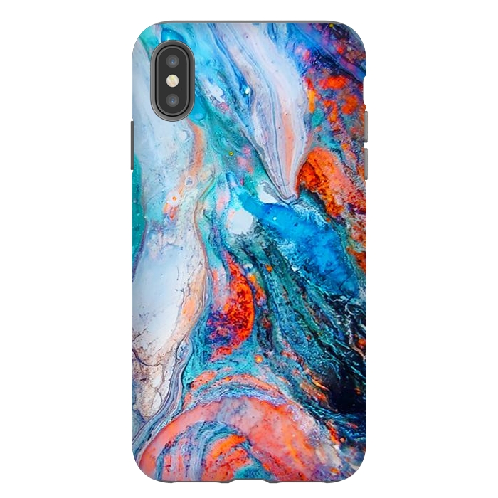 iPhone Xs Max StrongFit Marble Effect Color Pouring Acrylic Abstract Painting by BluedarkArt