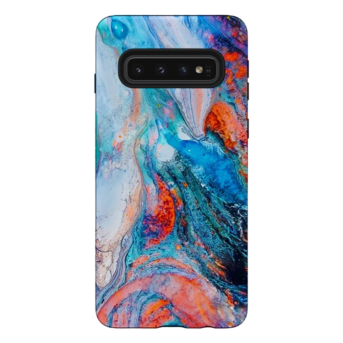 Galaxy S10 StrongFit Marble Effect Color Pouring Acrylic Abstract Painting by BluedarkArt