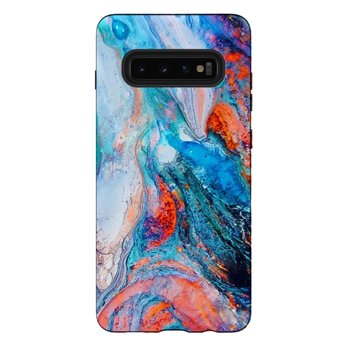 Galaxy S10 plus StrongFit Marble Effect Color Pouring Acrylic Abstract Painting by BluedarkArt