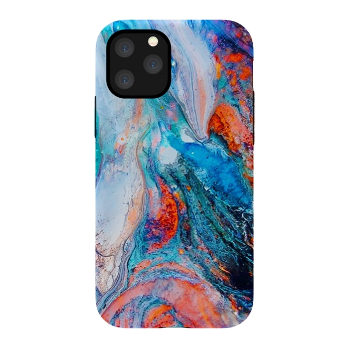 iPhone 11 Pro StrongFit Marble Effect Color Pouring Acrylic Abstract Painting by BluedarkArt