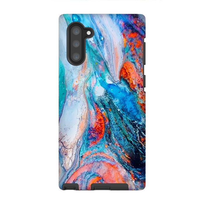 Galaxy Note 10 StrongFit Marble Effect Color Pouring Acrylic Abstract Painting by BluedarkArt