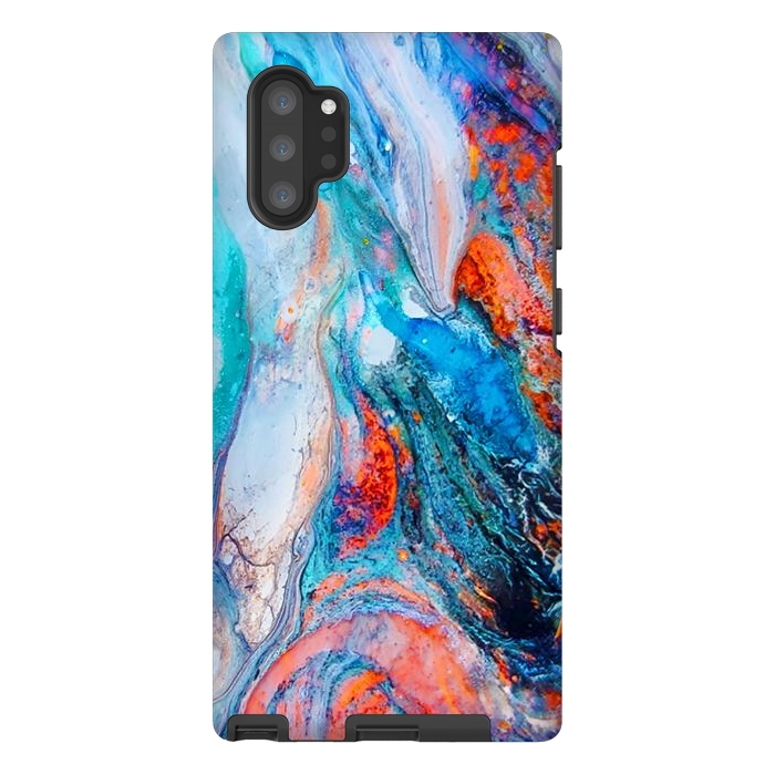 Galaxy Note 10 plus StrongFit Marble Effect Color Pouring Acrylic Abstract Painting by BluedarkArt