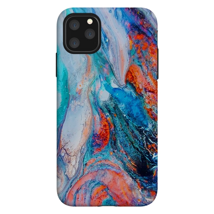 iPhone 11 Pro Max StrongFit Marble Effect Color Pouring Acrylic Abstract Painting by BluedarkArt