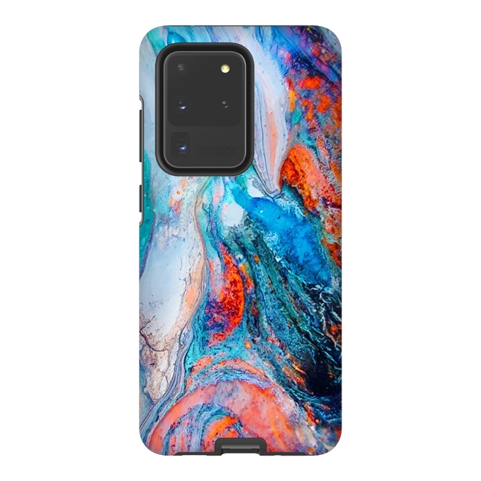 Galaxy S20 Ultra StrongFit Marble Effect Color Pouring Acrylic Abstract Painting by BluedarkArt