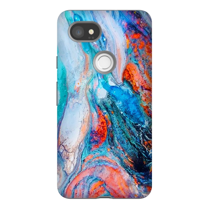 Pixel 2XL StrongFit Marble Effect Color Pouring Acrylic Abstract Painting by BluedarkArt